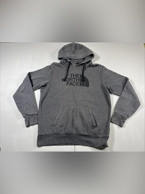 The North Face Hoodie Fleece Pullover Gray Logo Pocket Graphic Print Men’s M